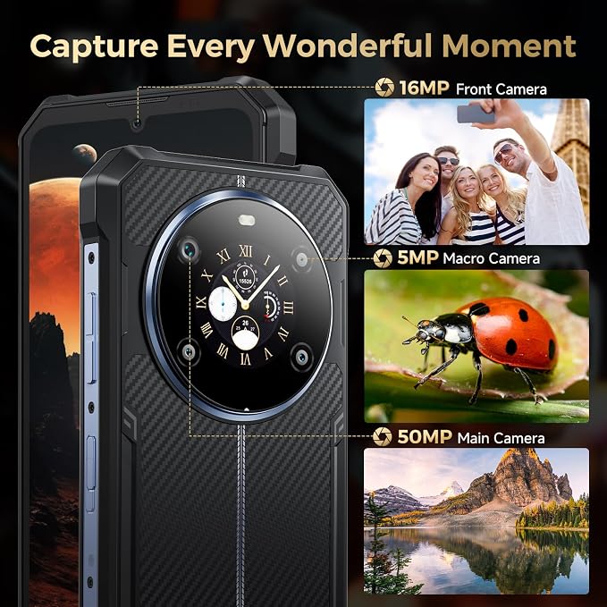 F0SSiBOT F109S Unlocked Rugged Phone, 10600mAh Battery 24GB RAM 256GB ROM (2TB Exp.), 6.74" FHD+ & 1.32" Dual Screen Android 15 Smartphone, 50MP AI Camera, IP68 Military Cell Phone-T-Mobile - Image 3