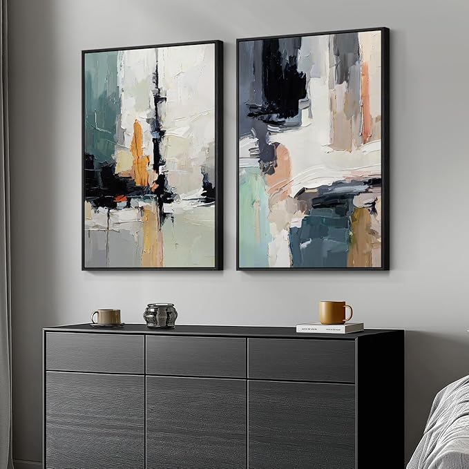 Large Framed Colorful Abstract Wall Art for Living Room, Set of 2 Canvas Prints Paintings Artwork for Walls, Modern Bright Multicolor Pictures for Hallway Bedroom Office Wall Decor 24x36 - Image 2