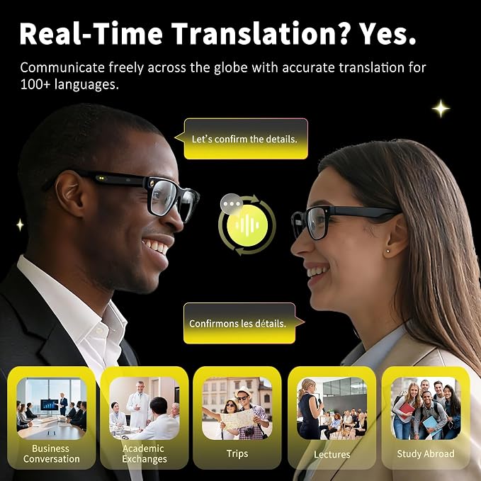 Innovative Smart Glasses,2026 Cutting-Edge AI HD Camera Glasses,AI Voice Assistant,Object Recognition,100+ Languages Real-time Translation,Support Video Photo Music Calling,Wearable Tech for Men Women - Image 3