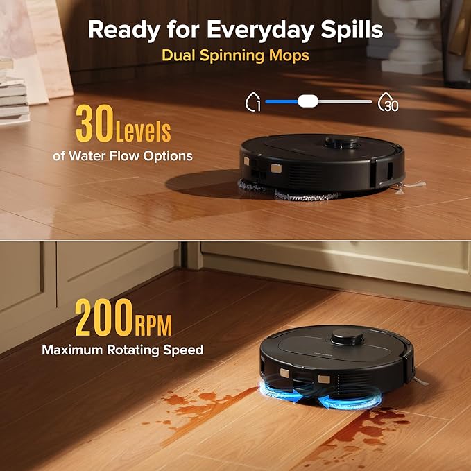 roborock 2026 New Qrevo S Pro Robot Vacuum and Mop, 18,500Pa Suction | Multifunctional Dock with 167℉ Mop Self-Cleaning, Smart Obstacle Avoidance, Anti-Tangle Brush, Liftable Spinning Mop, Black - Image 5