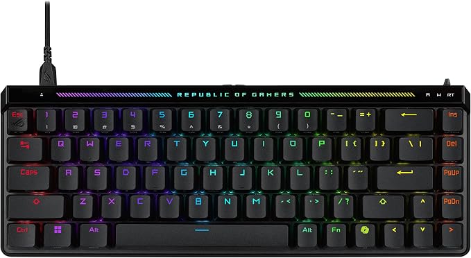 ASUS ROG Falchion Ace HFX Hall Effect Gaming Keyboard – 65% TKL, Dual USB-C, Magnetic Switches, Rapid Trigger, Speed Tap, 8000 Hz Polling, Touch Panel, Portable, Protective Cover, PBT Keycaps - Black by Unknown