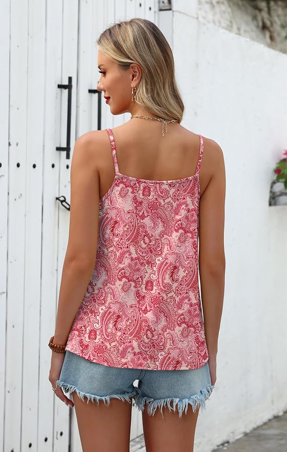 WIHOLL Tank Tops for Women Beaded Spaghetti Strap Cami Flowy Scoop Neck Sleeveless Summer Beach Vacation Spring Clothes - Image 4