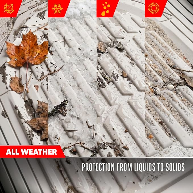 Motor Trend FlexTough LITE Rubber Car Mats Full Set - All Weather White Floor Mats for Trucks, Cars & SUVs - Automotive White Car Floor Mats for Cars Interior Accessories Universal Trim-to-Fit - Image 5