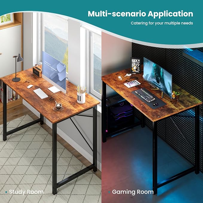 OLIXIS Computer Desk, Home Office Desk, Study Table 47 Inch | Gaming Writing Work Station, Metal Frame Sturdy Durable, Easy Assembly Bedroom, Simple Rustic Style - Image 6