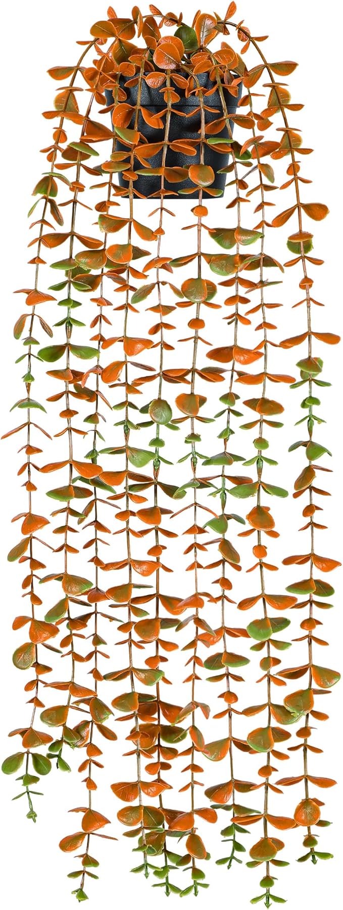 Der Rose 1Pcs Fake Fall Plants Hanging Orange Artificial Potted Faux Eucalyptus Plant Decorations for Fall Thanksgiving Bathroom Table Centerpiece Wall Kitchen Room Decor Indoor and Outdoor by DerRose