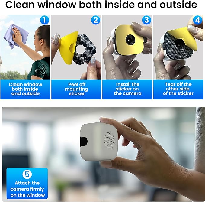 2K Window Camera with 32GB Memory Card, 5GHz & 2.4GHz WiFi Indoor Cameras for Home Security with AI Starlight Color Night Vision, AI Person & Motion Detection, Easy & Quick Install, 24/7 Recording - Image 5