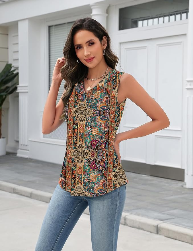 Zeagoo Tank Top for Women V Neck Loose Fit Sleeveless Summer Tops Business Casual Outfits Dressy Blouses Shirts - Image 2