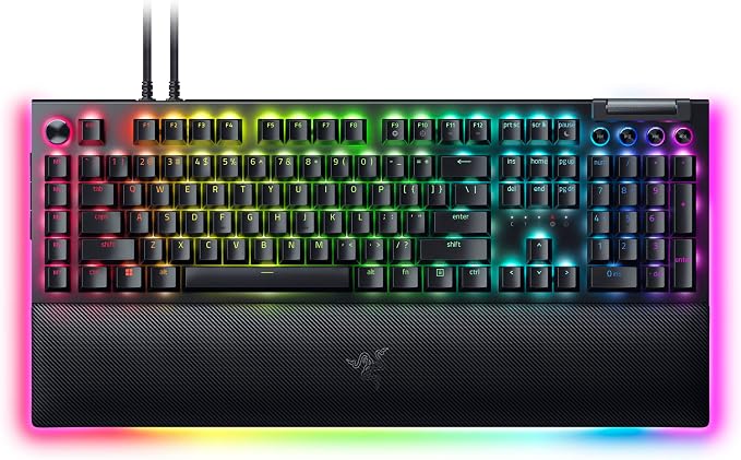 Razer BlackWidow V4 Pro Wired Mechanical Gaming Keyboard, Yellow Switches | Linear & Silent Switches, Doubleshot ABS Keycaps, Command Dial, 8 Dedicated Macro Keys, Chroma RGB, Snap Tap, Wrist Rest by Unknown