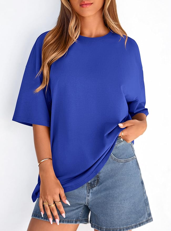 PRETTYGARDEN Womens 2026 Spring Going Out Tops Casual Short Sleeve Crewneck Loose Fit Basic Oversized T Shirts Summer Outfits - Image 4