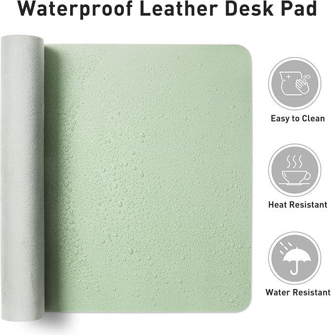 Aothia Large PU Leather Desk Pad Protector – Non-Slip Mouse Pad & Writing Mat for Office/Home, Waterproof, Easy to Clean (31.5" x 15.7", Aqua) - Image 7