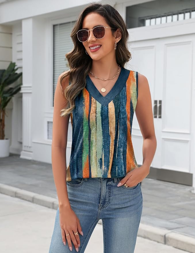 Zeagoo Tank Top for Women V Neck Loose Fit Sleeveless Summer Tops Business Casual Outfits Dressy Blouses Shirts - Image 2