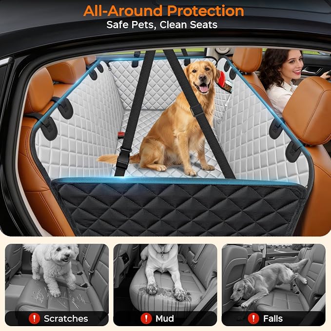URPOWER Dog Car Seat Cover for Pets 100% Waterproof Seat Cover Hammock 600D Heavy Duty Scratch Proof Nonslip Durable Soft Back Seat Covers for Cars and SUVs - Image 2