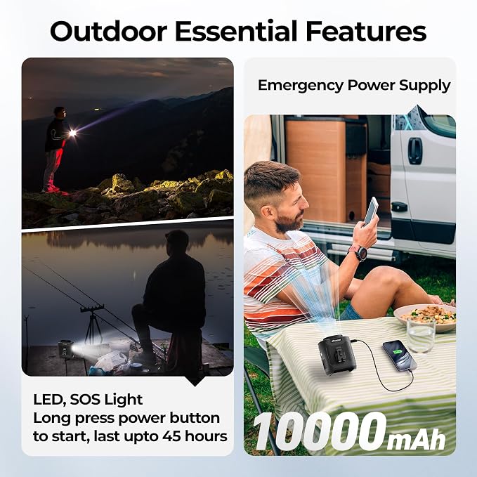AMACOOL Portable Waist Fan Clip On, Gifts for Men Dad Husband, 10000mAh Rechargeable Wearable Shirt Fan, Powerful Belt Fans, Birthday Gifts for Women Jobsite Travel Camping Essentials 2026 - Image 3