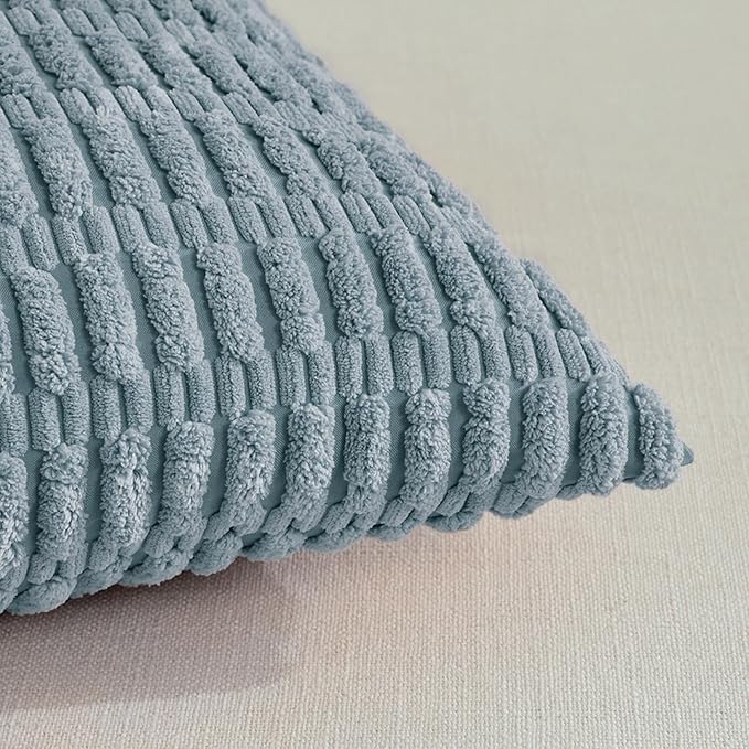 Fancy Homi 4 Packs Decorative Throw Pillow Covers for Living Room Couch Bed, Modern Farmhouse Boho Home Décor Accent Cushion Case, 24" x 12", Light Blue - Image 4