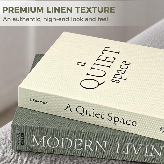 Decorative Books for Home Decor, Set of 3 Stackable Fake Books for Coffee Table Bookshelf Decor, Modern Aesthetic Decorative Book for Home Living Room Bedroom Office Decoration, Sage Green - Image 4