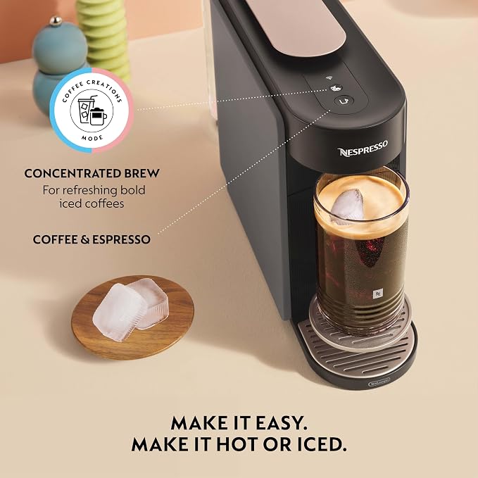 Nespresso Vertuo Up Coffee & Espresso Maker by De'Longhi, Grey | Graphite color coffee machine with 3 second start, 47 oz. multi-position water tank, iced coffee mode and app customization. - Image 7