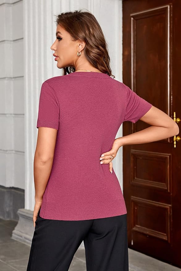 Arach&Cloz Women's Wool Blend Spring Summer Lightweight Business Casual Sweater Tops 2026 - Image 4