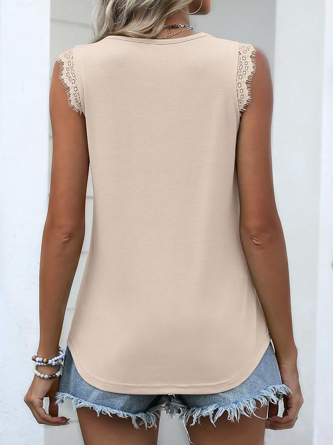 ANRABESS Womens Lace Trim Tank Tops V Neck Sleeveless Shirts 2026 Summer Casual Trendy Dressy Cami Top - Image 5