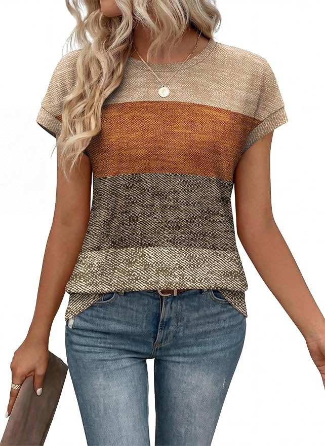 Alaroo Womens Summer Tops Short Sleeve Shirts Crew Neck Tshirt Cute Trendy Tunic Blouses (S-3XL) - Image 2
