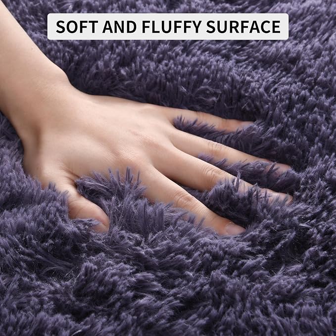 Tepook 4x6 Area Rugs for Living Room, Soft Fluffy Shag Gray Purple Rug for Bedroom Nursery, Modern Shaggy Plush Upgraded Non-Slip Carpet for Girls Boys Kids Room Dorm Home Decor - Image 8