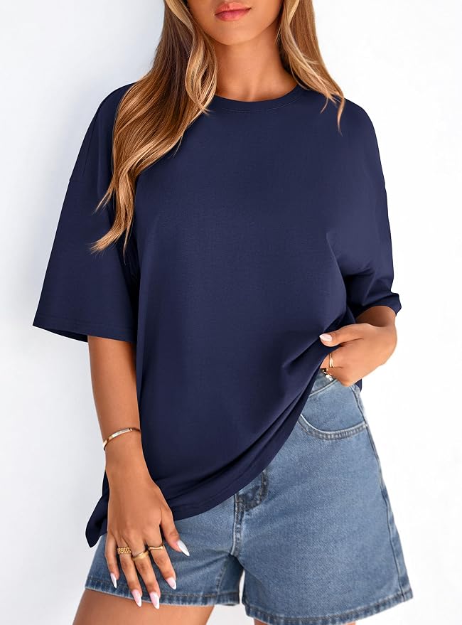 PRETTYGARDEN Womens 2026 Spring Going Out Tops Casual Short Sleeve Crewneck Loose Fit Basic Oversized T Shirts Summer Outfits - Image 4