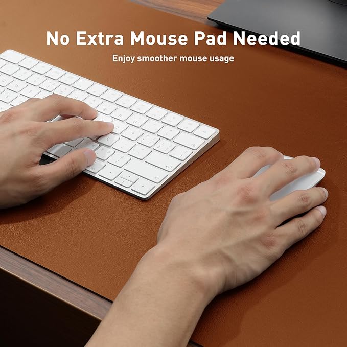 Aothia Faux Leather Desk Mat – Large Mouse Pad, Non-Slip PU Leather Blotter, Waterproof Writing Surface for Office and Home (Brown, 47.2" x 23.6") - Image 4