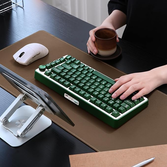 YUNZII B75 PRO 75% Wireless Mechanical Keyboard (Olive Green,CocoaV2) | Hot Swap Keyboard with Knob, Gasket Mount, Creamy Pre-lubed Switch for Smooth Typing, BT/USB-C/2.4G, for Gaming - Image 9