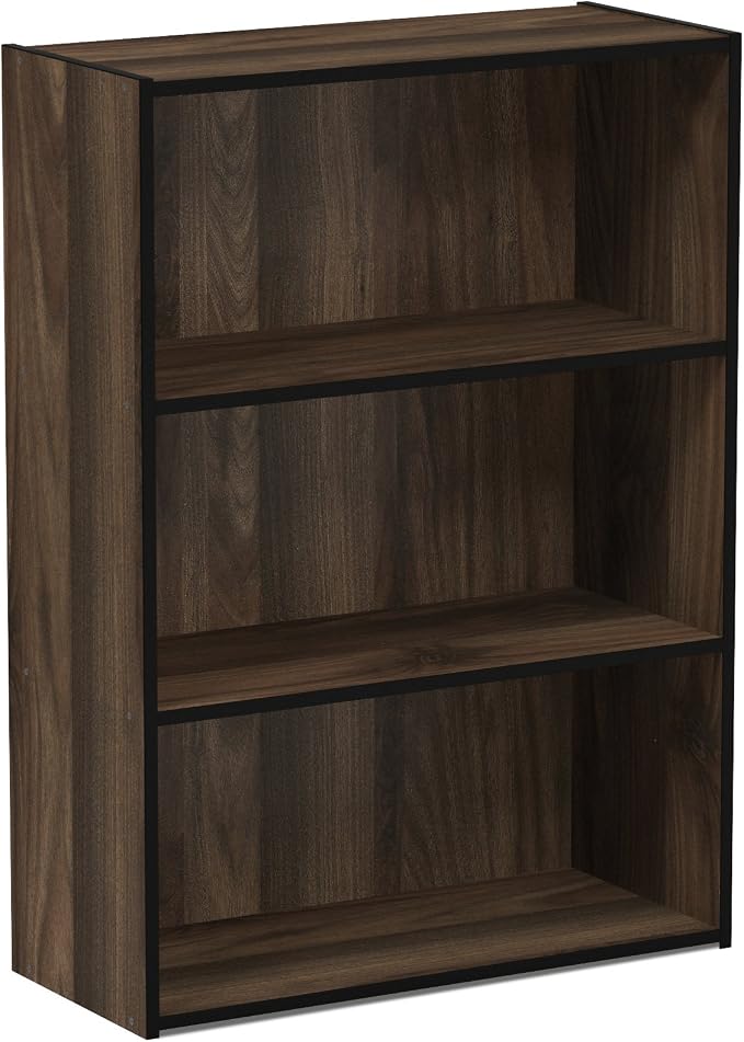 Furinno PASIR Book Shelf, 3-Tier Bookshelf, Storage Shelves Bookcase, 9.7 x 23.7 x 31.5, for Living Room, Bedroom, Home Office, Columbia Walnut - Image 6