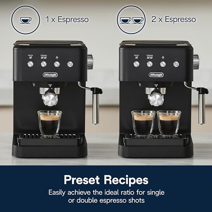 De’Longhi Classic Matte Black Espresso Machine, Easy-to-Use Milk Frother | #1 Worldwide Espresso Machine Maker, Rapid Heat-Up, Preset Single & Double Espresso, Frother, Compact Design - Image 4