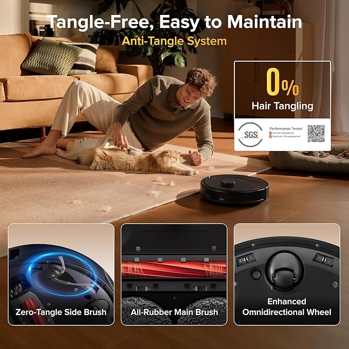roborock 2026 New Qrevo S Pro Robot Vacuum and Mop, 18,500Pa Suction | Multifunctional Dock with 167℉ Mop Self-Cleaning, Smart Obstacle Avoidance, Anti-Tangle Brush, Liftable Spinning Mop, Black - Image 4