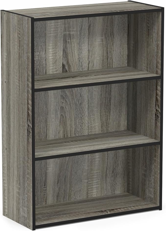 Furinno PASIR Book Shelf, 3-Tier Bookshelf, Storage Shelves Bookcase, 9.7 x 23.7 x 31.5, for Living Room, Bedroom, Home Office, French Oak - Image 6
