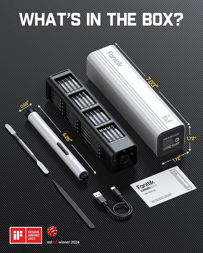 Fanttik E1 Max Precision Electric Screwdriver, Mini Screwdriver Set(White) | 50 Magnetic Bits, Magnetic Storage, 0.2N.m, 5/32‘’ Precision Repair Tool Kit for Electronics Phone Camera Laptop Watch - Image 8
