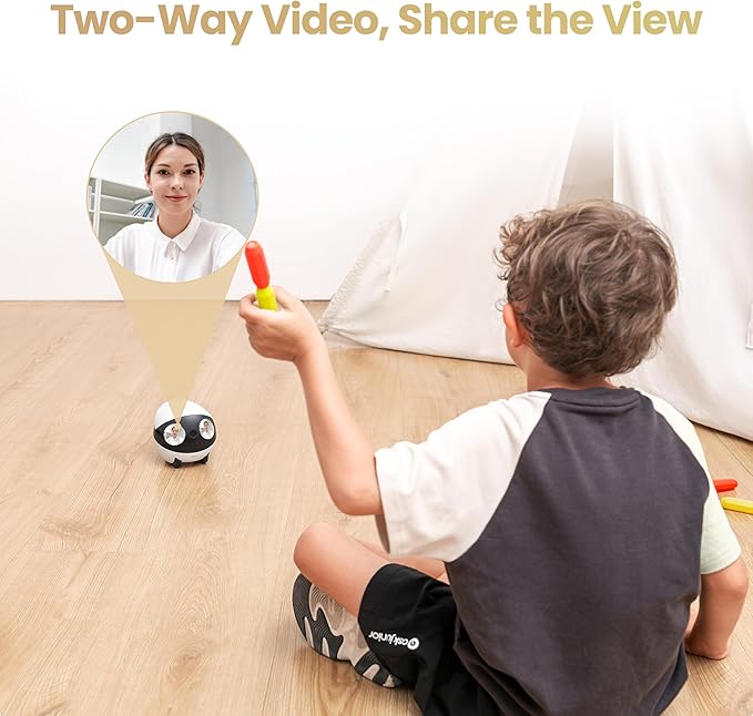 Enabot EBO Air 2S Mobile Robot Camera: 2.5K FamilyBot with Two-Way Video | Whole-Home Mobility, Custom Facial Image, Auto-Recharge, Night Vision, Long Distance Gift for Family/Pets - Image 4