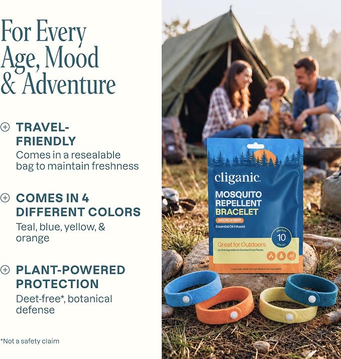 Cliganic Mosquito Repellent Microfiber Bracelets (10 Count) - for Adults and Kids, DEET Free Wristbands - Image 7
