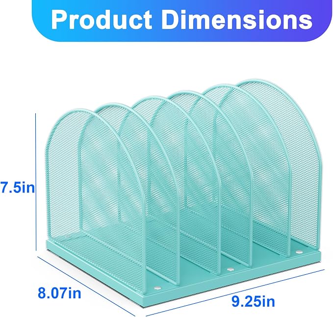 gianotter Desktop File Organizer with 5 Compartments | Desk Organizer Paper Organizer for Desk Workspace Organizers for Office Supplies (Blue, Upright Style) - Image 3