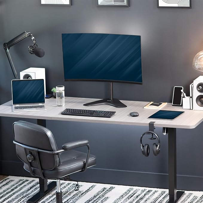 VIVO Single Monitor Desk Stand, Holds Screens up to 32 inch Regular and 38 inch Ultrawide, Freestanding VESA Steel Mount Base, Adjustable Height, Tilt, Swivel, Rotation, Black, STAND-V001H - Image 9