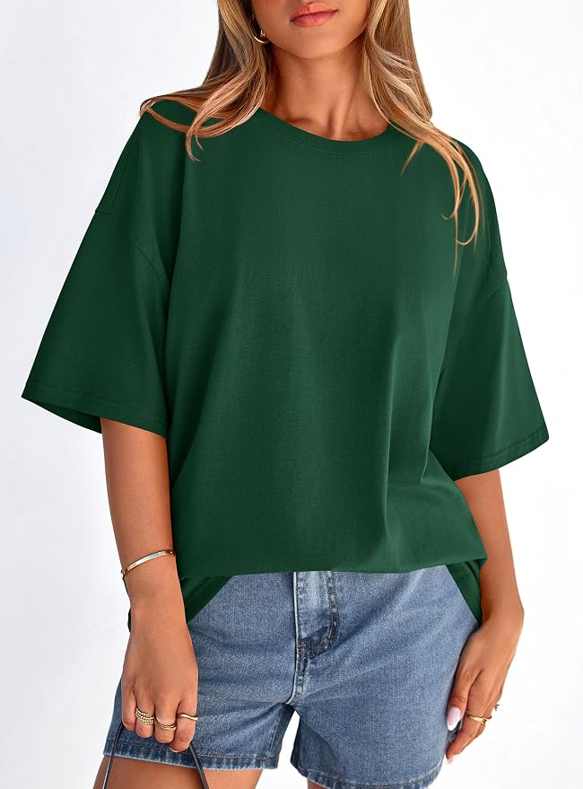 PRETTYGARDEN Womens 2026 Spring Going Out Tops Casual Short Sleeve Crewneck Loose Fit Basic Oversized T Shirts Summer Outfits - Image 8