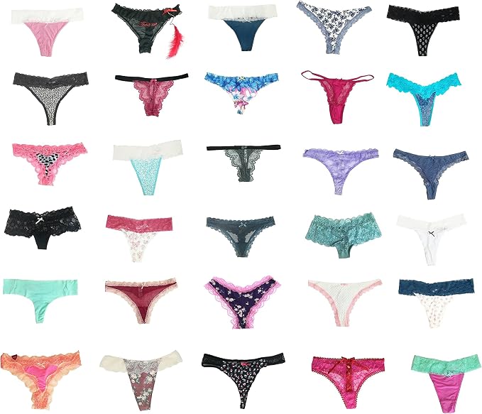jooniyaa Thongs for Women Variety Pack 20 Pairs – Assorted Lace G-String T-Back Panties, Soft Breathable Underwear XS-3XL - Image 3