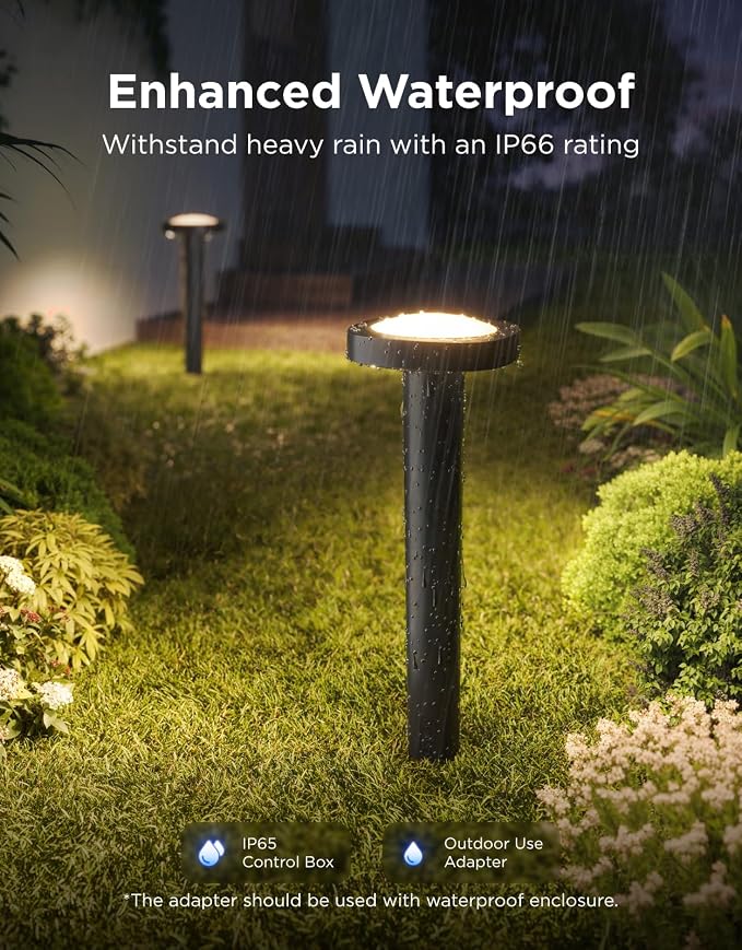 Govee Outdoor Pathway Lights 2, IP66 Waterproof, 60+ Scene Modes | for Yard, Garage, Garden, Lawn, Outdoor Decor, Works with Alexa, Google Assistant, Matter, Wired 4 Pack - Image 5
