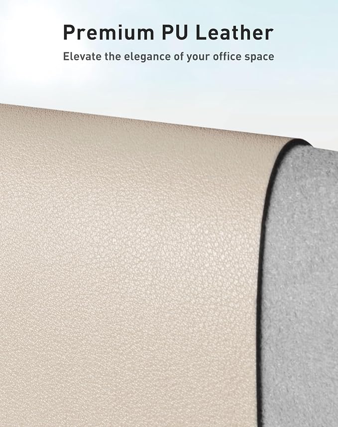 Aothia Faux Leather Desk Mat - Large Mouse Pad, Non-Slip PU Leather Blotter, Waterproof Writing Surface for Office and Home (Eggshell, 42" x 17") - Image 2