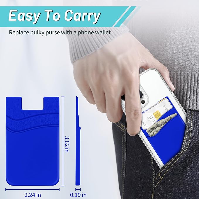 SHANSHUI Phone Card Holder, Phone Wallet Stick on Business Card Holder Pocket Compatible for iPhone 11 Pro and Most Smartphones - 5PCS - Image 2
