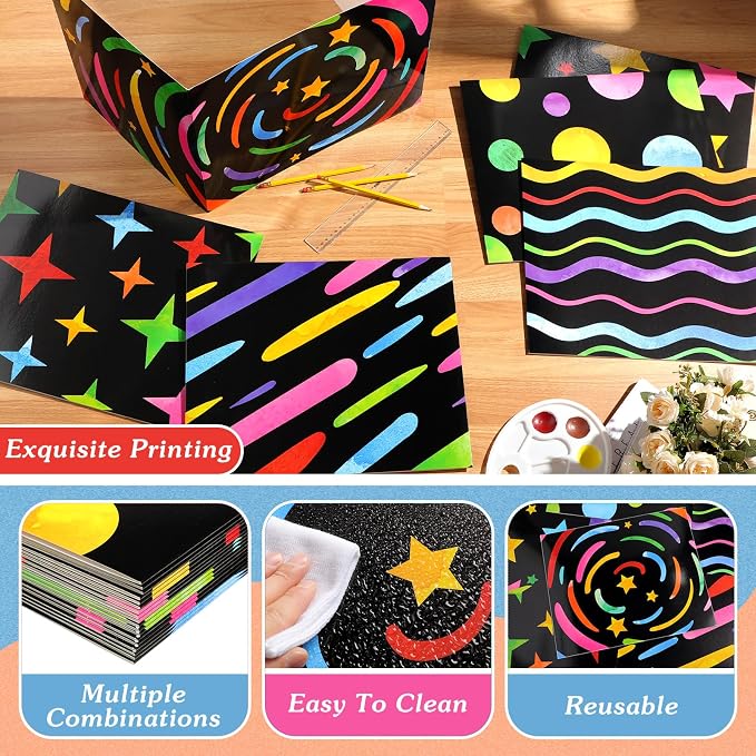 Affrolling 36 Pcs Inspirational Privacy Folders Bulk for Students Cardboard Privacy Boards Desk Divider Panel Waterproof Testing Divider for Classroom Back to School Study Supplies (Chalkboard) - Image 3