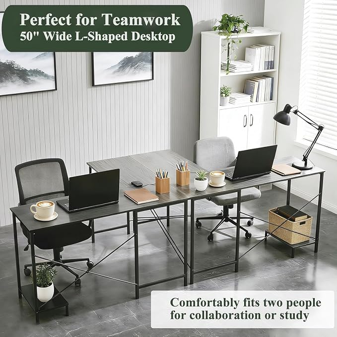 L Shaped Desk, 50 Inch Reversible Computer Desk Corner Gaming Table with CPU Stand, Sturdy Metal Frame PC Workstation for Home Office | Storage Bag, Grey Corner Gaming Desk, Sturdy Metal Frame, PC Workstation for Home Office - Image 5