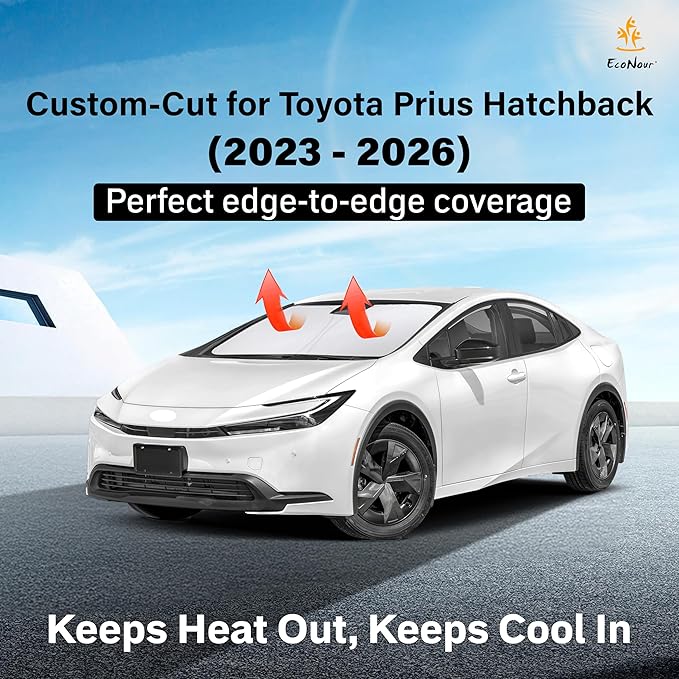 EcoNour Windshield Sunshade Compatible for Toyota Prius Hatchback 2023-2024 2025 2026, Sun Visor for Front Windshield & Window Sun Shade Cover, UV Heat Blocker & Protector, Car Accessories - Image 2