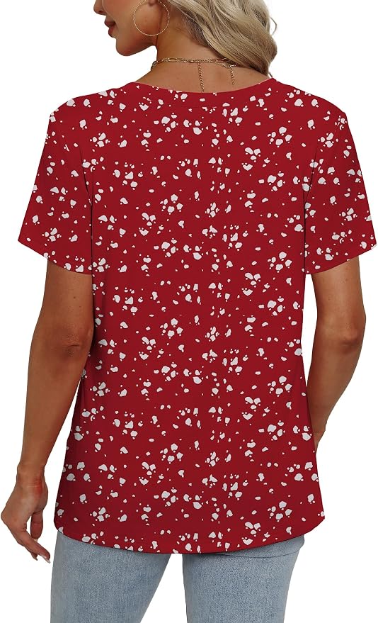 Alaroo Womens Summer Tops 2026 V Neck Short Sleeve Shirts Trendy Dressy Casual Vacation Outfits Printed - Image 4