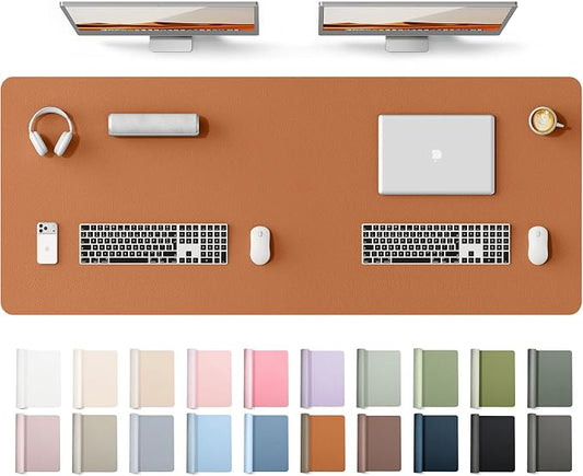 YSAGi Leather Desk Protector, Office Mat, Large Mouse Mat, Non-Slip PU Leather Blotter, Laptop Desk Mat, Waterproof Writing Pad for Office and Home(Brown, 63" x 24") by YSAGi