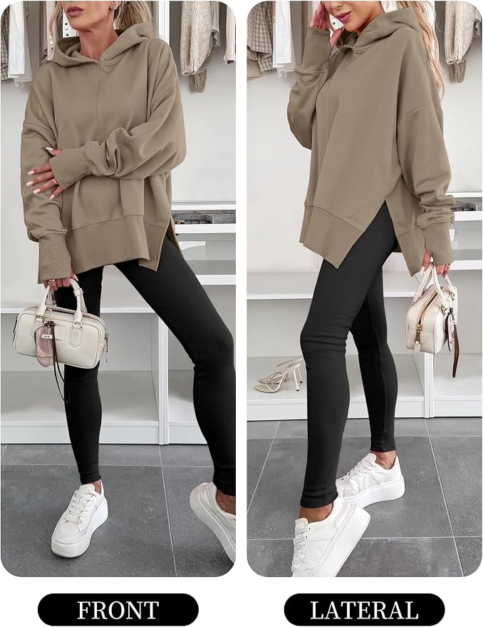 ANRABESS Womens Oversized Hoodies Long Sleeve Fleece Side Slit Hooded Sweatshirts Pullover 2026 Fall Outfits Y2K Clothes - Image 6