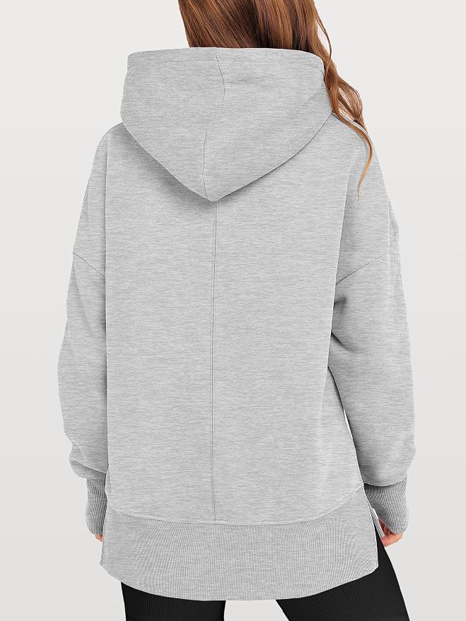 ANRABESS Womens Oversized Hoodies Long Sleeve Fleece Side Slit Hooded Sweatshirts Pullover 2026 Fall Outfits Y2K Clothes - Image 5