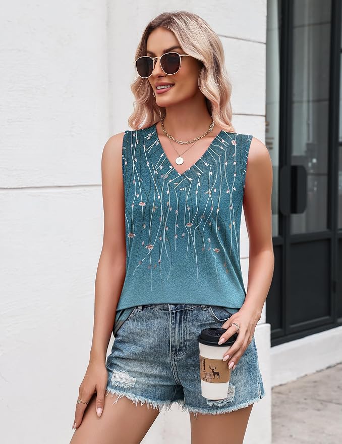 Zeagoo Tank Top for Women V Neck Loose Fit Sleeveless Summer Tops Business Casual Outfits Dressy Blouses Shirts - Image 2