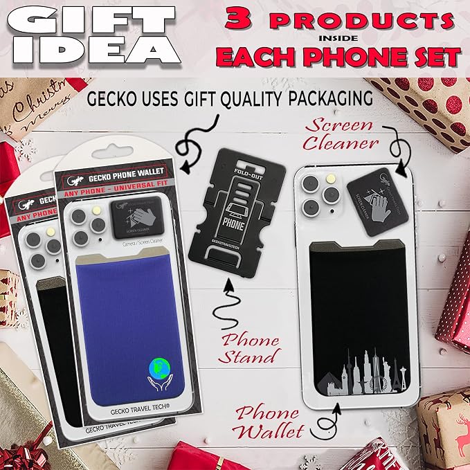 Phone Wallet - Adhesive Card Holder - Cell Phone Pouch - Stick on Lycra Pocket by Gecko - Carry Credit Cards and Cash - Image 3